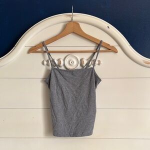 Wild Fable Gray Fitted Camisole with Spaghetti Straps